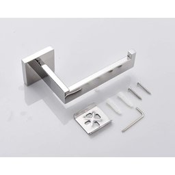 Kit Acessórios para Banheiro Aço Inox Acabamento Quadrado Cromado 4 Peças - 4