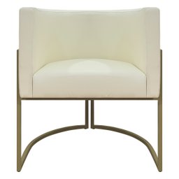 Poltrona Decorativa Recepção Luna Corino Base de Ferro Champagne - 5