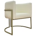 Ver imagem 1 de Poltrona Decorativa Recepção Luna Corino Base de Ferro Champagne