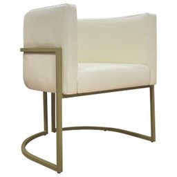 Poltrona Decorativa Recepção Luna Corino Base de Ferro Champagne - 1