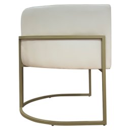 Poltrona Decorativa Recepção Luna Corino Base de Ferro Champagne - 6