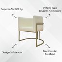 Ver imagem 3 de Poltrona Decorativa Recepção Luna Corino Base de Ferro Champagne