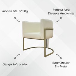 Poltrona Decorativa Recepção Luna Corino Base de Ferro Champagne - 3
