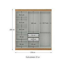 Guarda Roupa Casal Paris 6 Portas 2 Gavetas Paris Espresso Móveis - 3