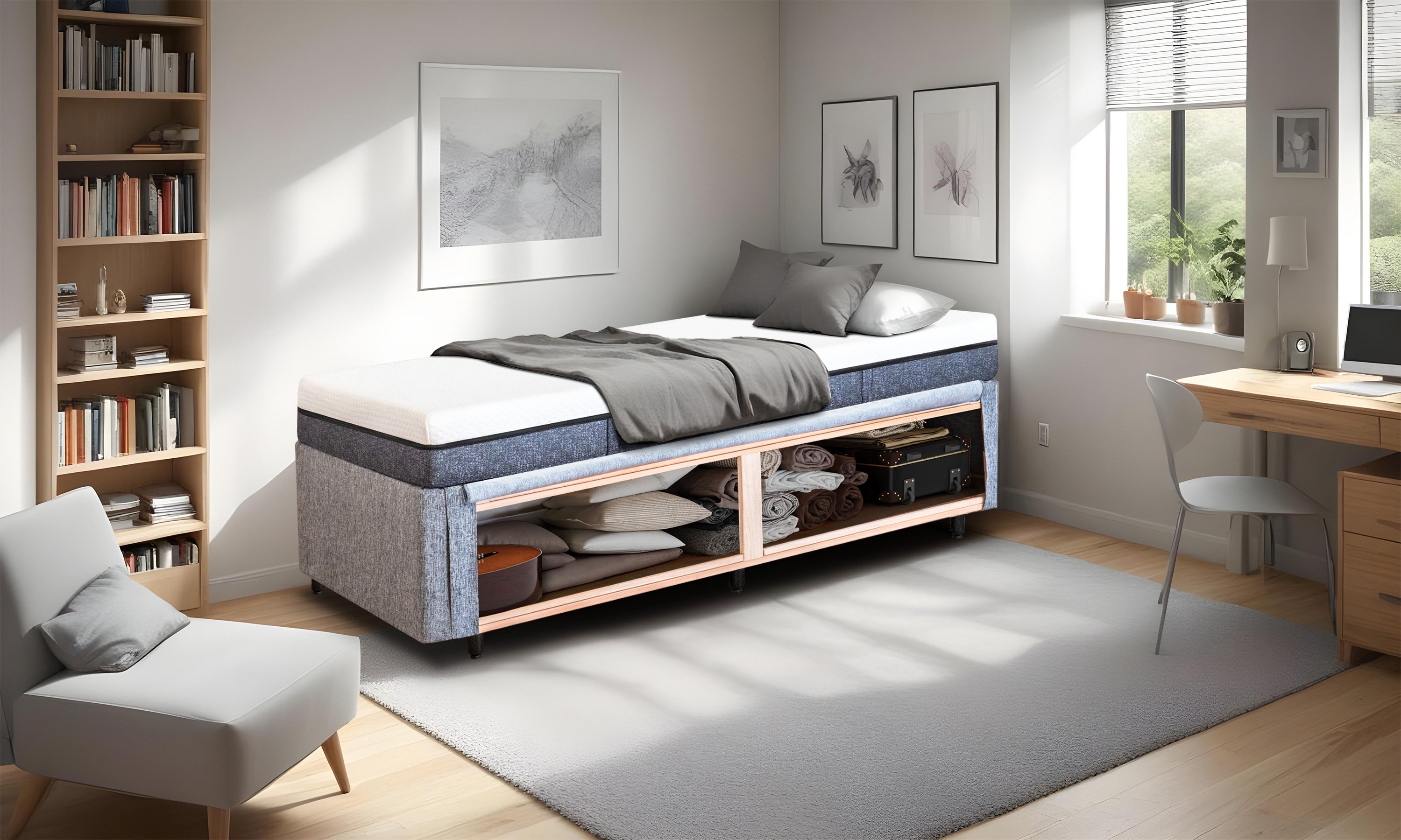 Cama Smartbox Solteirão Serenelife - Tecido Alpha 56