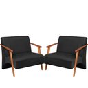 Ver imagem 1 de Poltrona Namoradeira Venus Braço Madeira Maciça Suede Unidecor Preto