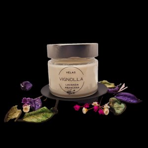 Vela Aromática 140gr com Porta Vela de Aço Preto Presente