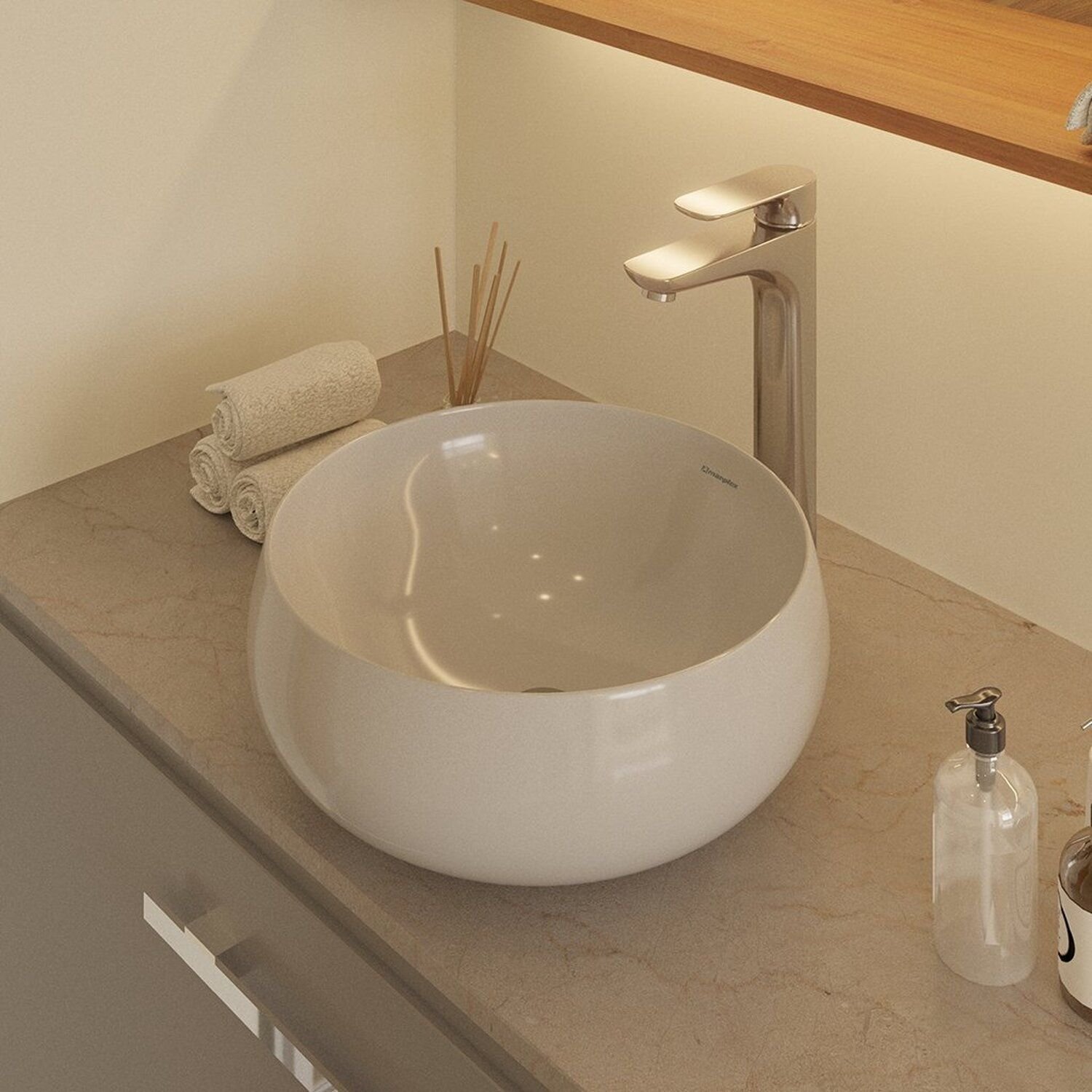 Cuba de Apoio para Banheiro/lavabo Cerâmica Redondo 31 Cm Manplex - 1