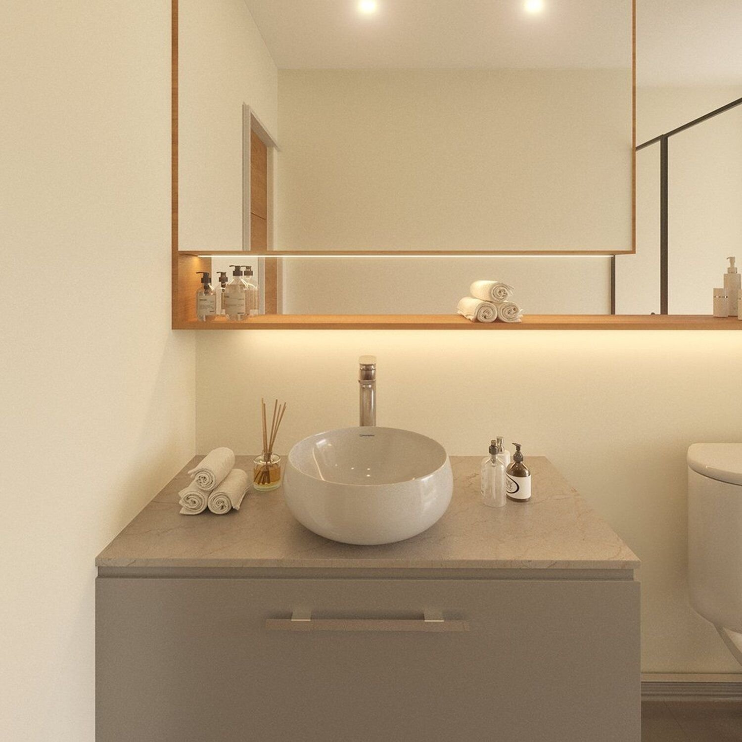 Cuba de Apoio para Banheiro/lavabo Cerâmica Redondo 31 Cm Manplex - 4