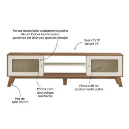 Kit 3 Peças com Rack para Tv até 75 Polegadas, Buffet e Mesa de Centro Charlotte - 5