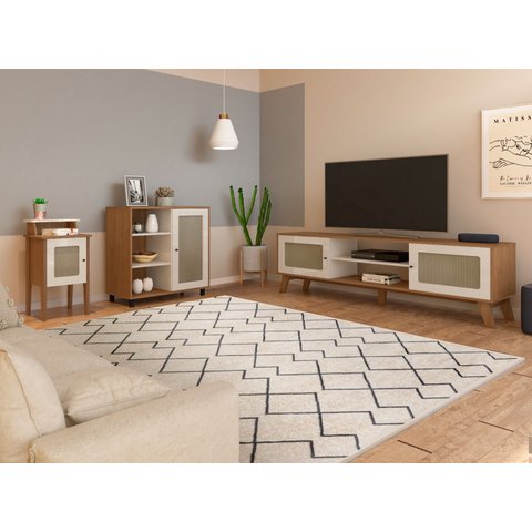 Kit 3 Peças com Rack para Tv até 75 Polegadas, Buffet e Mesa de Centro Charlotte