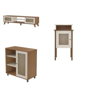 Kit 3 Peças com Rack para Tv até 75 Polegadas, Buffet e Mesa de Centro Charlotte