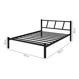 Cama Casal Bruna 100% de Aço Estilo Industrial Preto - 3