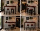 Ver imagem 4 de Mesa Jantar Aparador Bancada Alta Industrial 190x70cm Tampo Vermelho Pés Preto