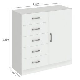 Cômoda para Quarto 1 Porta 5 Gavetas Miami - 3