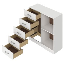 Cômoda para Quarto 1 Porta 5 Gavetas Miami - 4