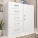 Ver imagem 1 de Cômoda para Quarto 5 Gavetas e 1 Porta Miami Branco