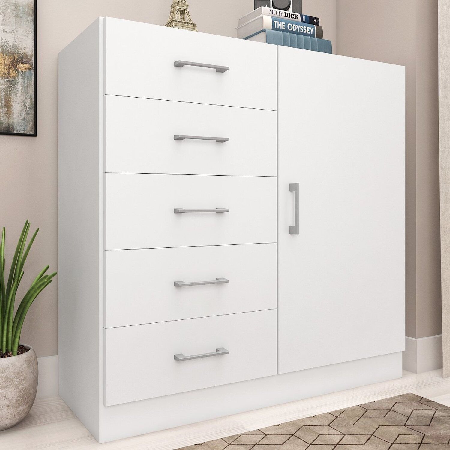 Cômoda para Quarto 1 Porta 5 Gavetas Miami