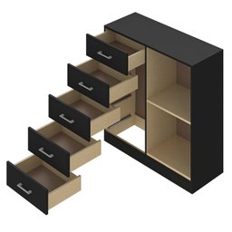 Cômoda para Quarto 1 Porta 5 Gavetas Miami - 4
