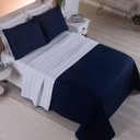 Ver imagem 4 de Cobre Leito Casal Padrão Cristal Percal 200 Fios Bordado 3 Peças - Azul Marinho To Decorando