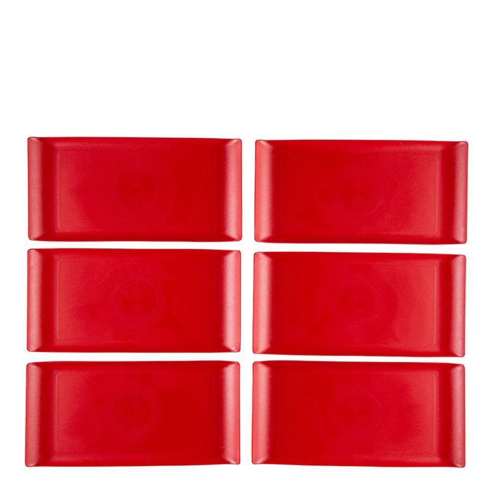 Conjunto de Bandejas Coffee 15x30 6 Peças Vermelho em Polipropileno Linha Tropical Vem - 6