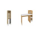 Ver imagem 1 de Conjunto de Móveis para Escritório Escrivaninha Link com Estante Estocolmo Carvalho Branco Marrom 100% MDF