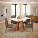 Ver imagem 2 de Conjunto Sala de Jantar Mesa Tampo em Vidro 1,20m Maria 4 Cadeiras Bel