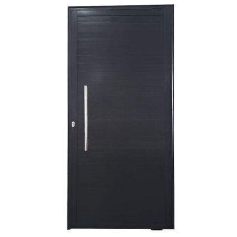 Porta Pivotante de Alumínio Preto com Puxador Linha Veneza:Direita/ 210 x 100