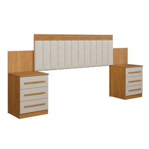 Cabeceira Extensiva Estofada com 2 Mesas de Cabeceira Império - Benetil