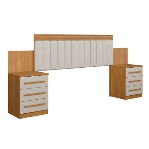 Cabeceira Extensiva Estofada com 2 Mesas de Cabeceira Império - Benetil