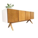 Ver imagem 1 de Balcão Buffet Aparador Lenny 184 Cm 4 Portas Laca com Pés em Madeira