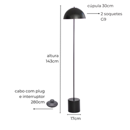 Luminária de Piso Abajur Chão Komaco K Marrom Cortem - 2