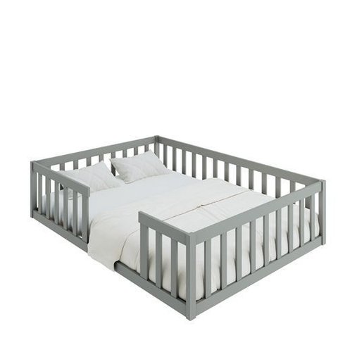 Cama Casal Infantil Montessoriane com Grade Cinza
