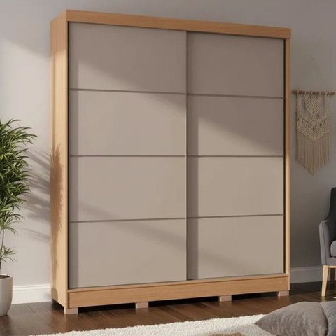 Guarda-Roupa 2 Portas de Correr 4 Gavetas Pontal 100% MDF Marrom/Cedro/Duna