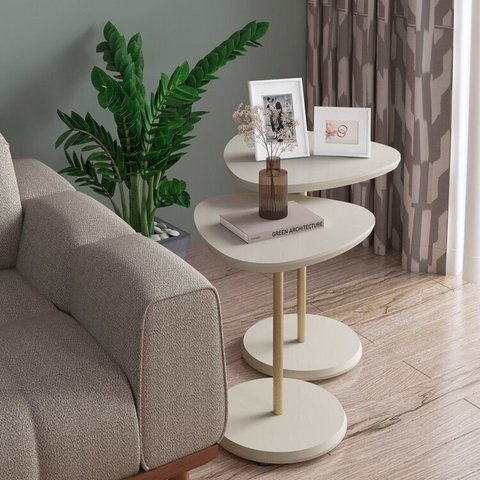 Kit 2 Mesas de Apoio Bel Branco 100% MDF