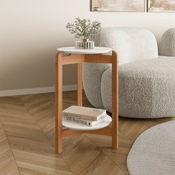 Mesa Lateral Tampo em MDF com Pés de Madeira Maciça - 2