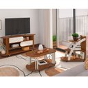 Ver imagem 1 de Kit para Sala de Estar com Rack e Mesa de Centro e Mesa de Apoio Mundi Marrom 100% MDF