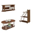 Ver imagem 2 de Kit para Sala de Estar com Rack e Mesa de Centro e Mesa de Apoio Mundi Marrom 100% MDF