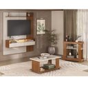 Ver imagem 1 de Kit 3 Peças, Painel Ripado para TV até 65 Polegadas 100% MDF, Bar e Mesa de Centro Matisse Marrom
