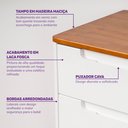 Ver imagem 6 de Cômoda 4 Gavetas 1 Porta com Tampo em Madeira Maciça Baby Tubbi Casatema MadeiraOriginals Branco/Caramelo