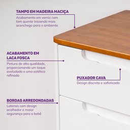 Cômoda 4 Gavetas 1 Porta com Tampo em Madeira Maciça Baby Tubbi Casatema - 6