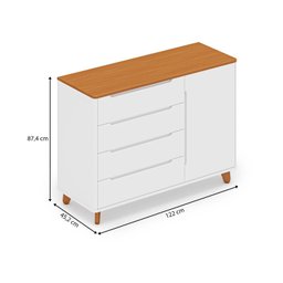 Cômoda 4 Gavetas 1 Porta com Tampo em Madeira Maciça Baby Tubbi Casatema - 4