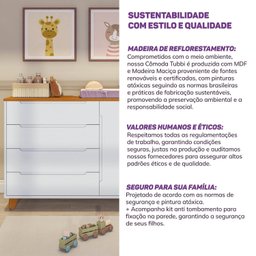 Cômoda 4 Gavetas 1 Porta com Tampo em Madeira Maciça Baby Tubbi Casatema - 9