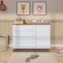 Ver imagem 1 de Cômoda 4 Gavetas 1 Porta com Tampo em Madeira Maciça Baby Tubbi Casatema MadeiraOriginals Branco/Caramelo