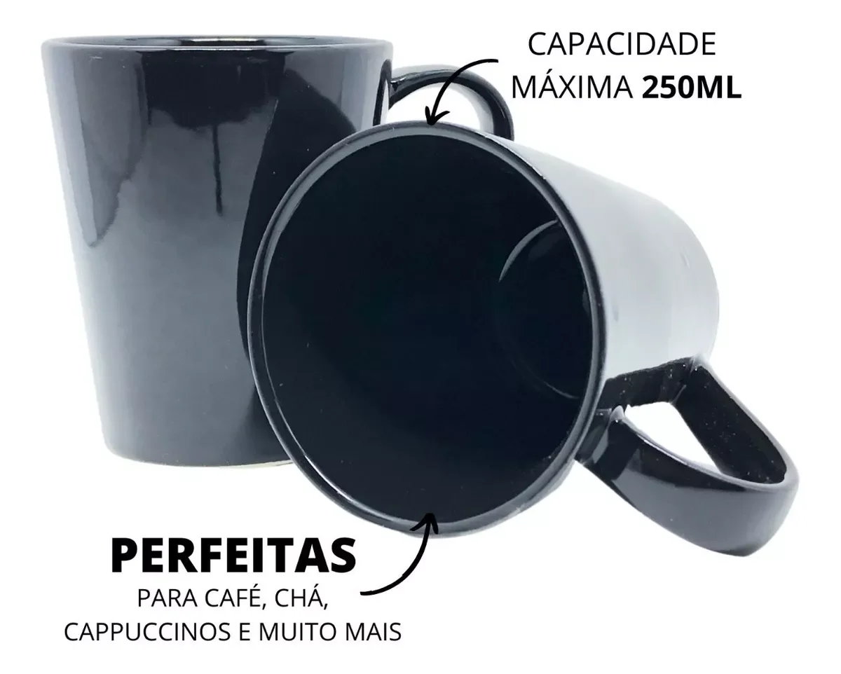 Caneca Tulipa Café Chá Porcelana 250ml Preto - 2