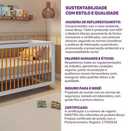 Berço Evolutivo 2 em 1 com Pés e Palitos  em Madeira Maciça Baby Tubbi Casatema - 9