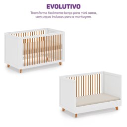 Berço Evolutivo 2 em 1 com Pés e Palitos  em Madeira Maciça Baby Tubbi Casatema - 6