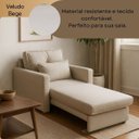 Ver imagem 6 de Poltrona Cama Assento Dobrável Estofada Veludo Bege