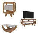 Ver imagem 2 de Conjunto com Rack para TV, Mesa de Centro e Mesa de Apoio Theo Marrom