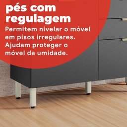 Balcão para Cozinha em MDP 2 Portas e 2 Gavetas Alba - 8